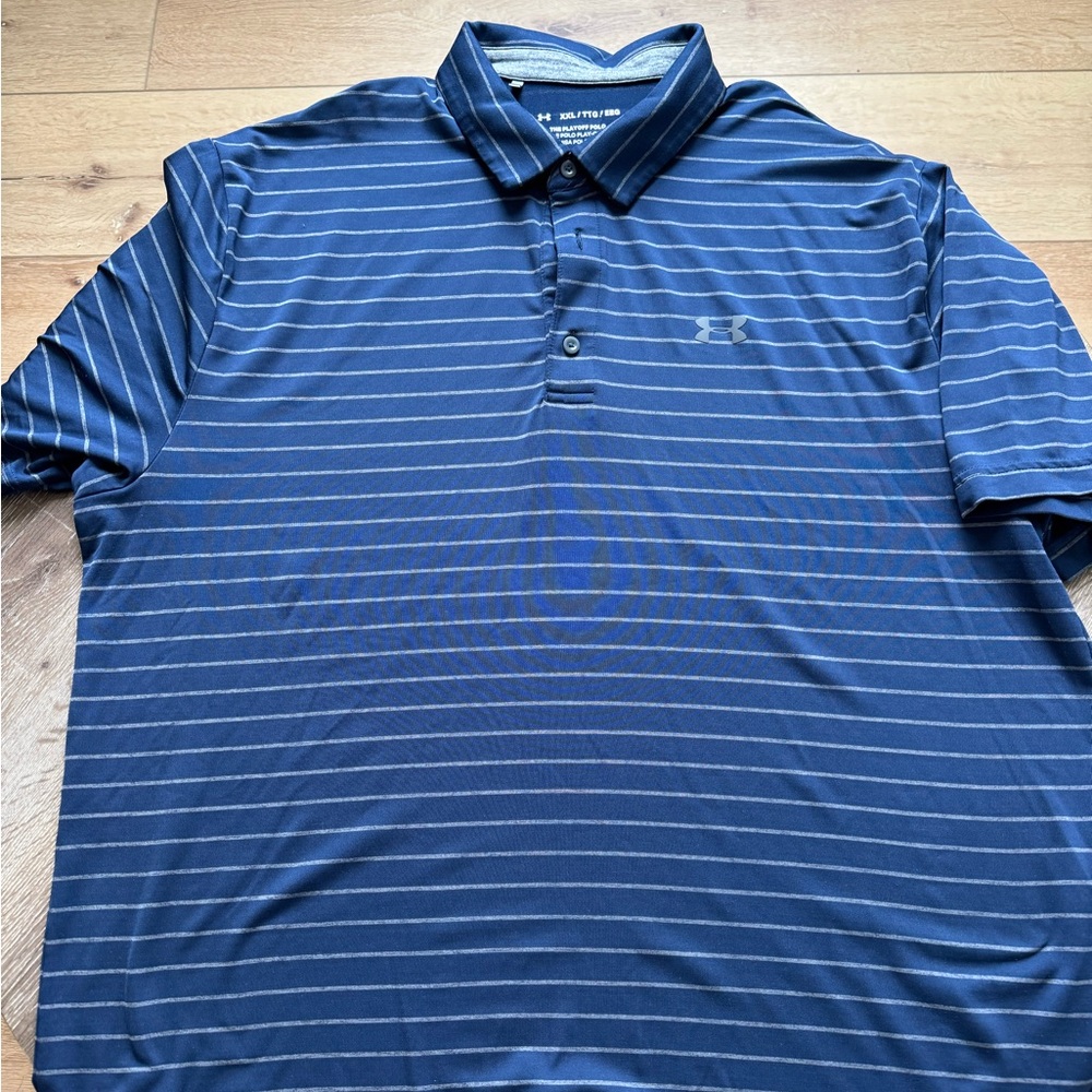 Under Armour Men's Blue Striped Polo Shirt